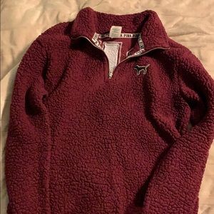 Pink maroon sherpa 1/4 zip pullover
